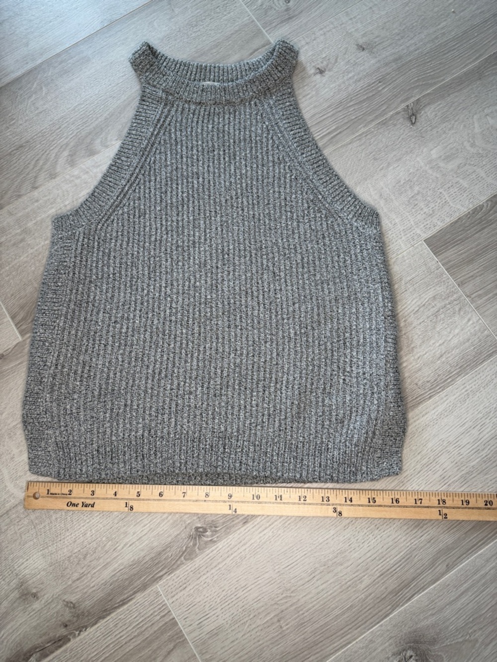 Madewell Gray Marled Ribbed Knit Mock Neck Sleeveless Sweater Tank M - Picture 5 of 6